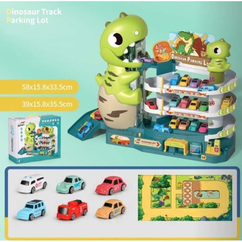 [Hero] Mainan Rel Mobil Mobilan Gedung Dino Parkiran  Lift Mobil - Dino Parking Lot