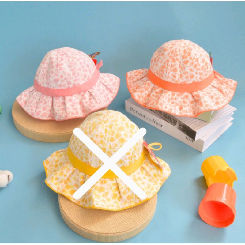 CAE - Topi anak perempuan brukat serut bucket hat import