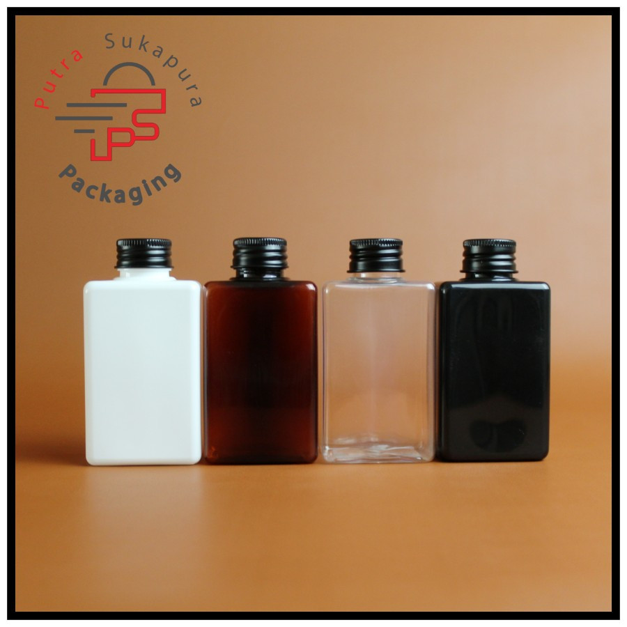 Botol ulir 100ml kotak/botol plastik 100ml/ulir alumunium hitam