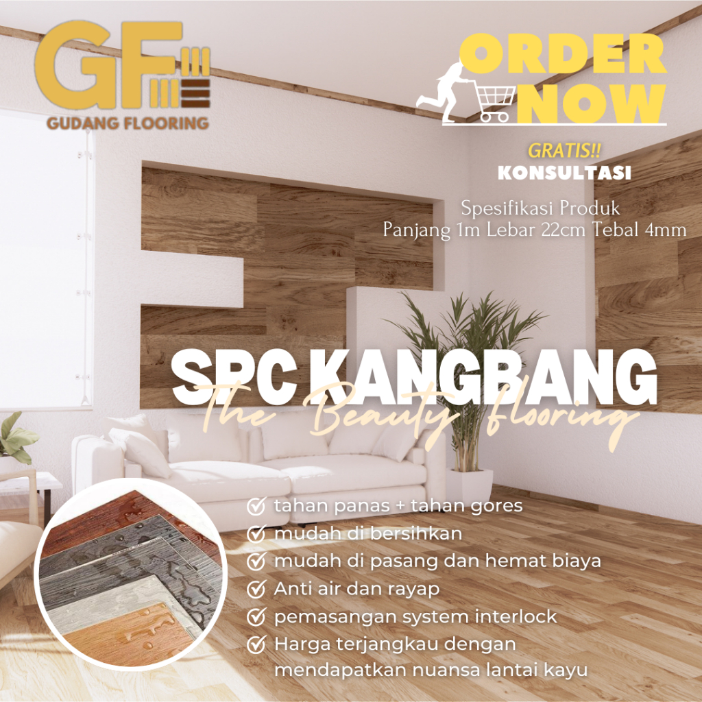 Lantai SPC Vinyl Klik KANGBANG - Click System Flooring Tebal 4mm
