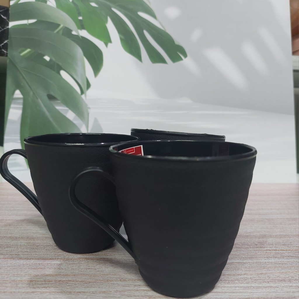 1 Lusin Isi Gelas Cangkir Kopi Jadul Kecil Hitam Set 12 Pcs Mini Cangkir Plastik Murah Ramen Ulir