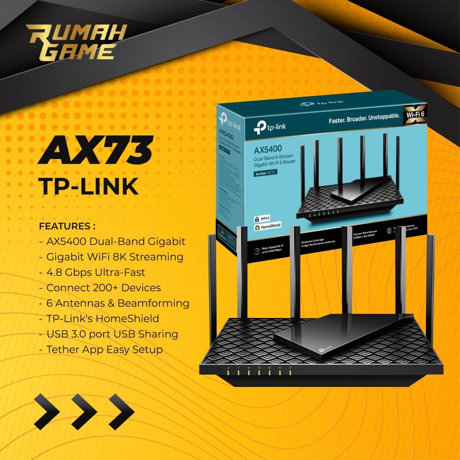 Tp-link Archer AX73 AX5400 Wifi 6 Wireless Router Tplink AX 73 AX 5400 Modem
