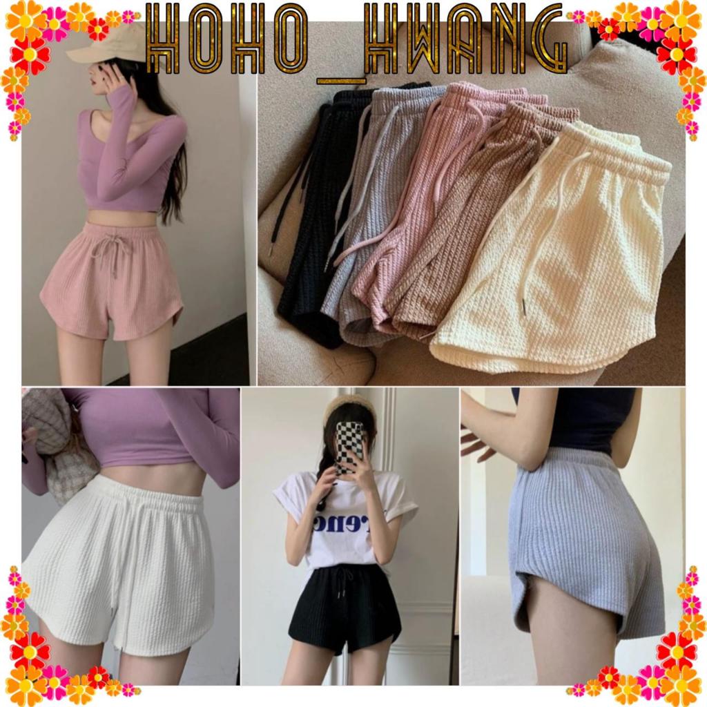 HOHO_HWANG (C-201)Celana Pendek Sport Skinny Pinggang Karet untuk Gym / Yoga / Musim Panas