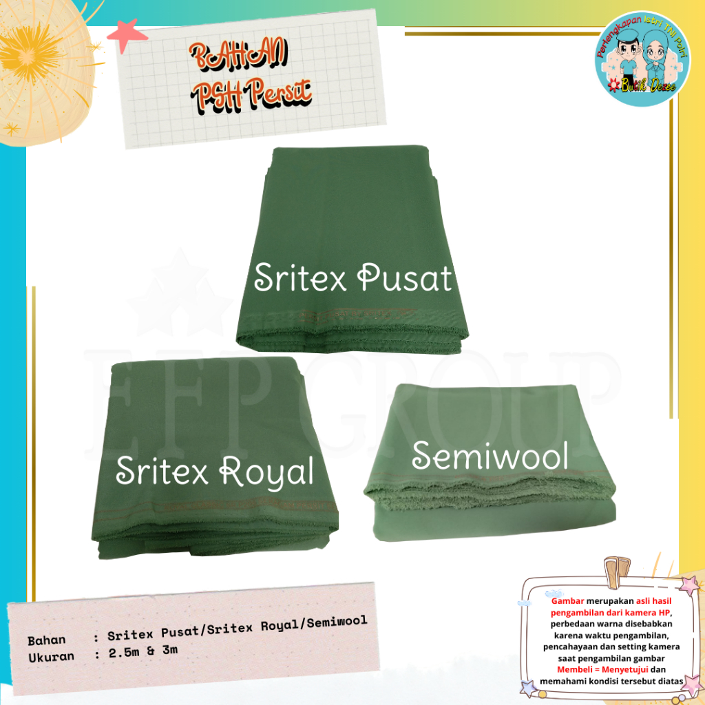 (READY STOK..) BAHAN PSH/PSL PERSIT SRITEX PUSAT/SRITEX ROYAL/SEMIWOOL
