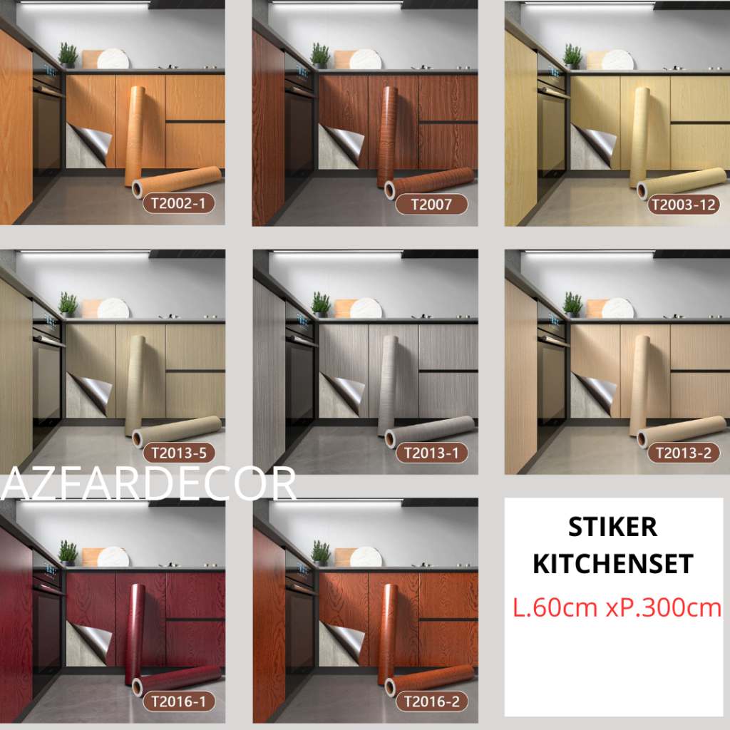 Wallpaper motif kayu stiker lemari aluminium foil lebar 60 cm panjang 3 meter