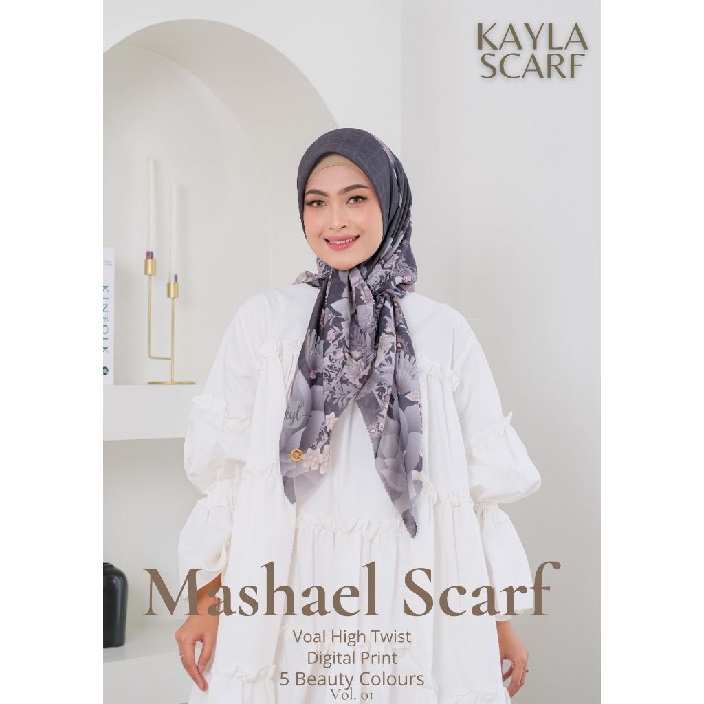 Kerudung segiempat Voal High twist/ HT Motif Mashael Scarf Series by kayla Signature/ kayla scarf ex