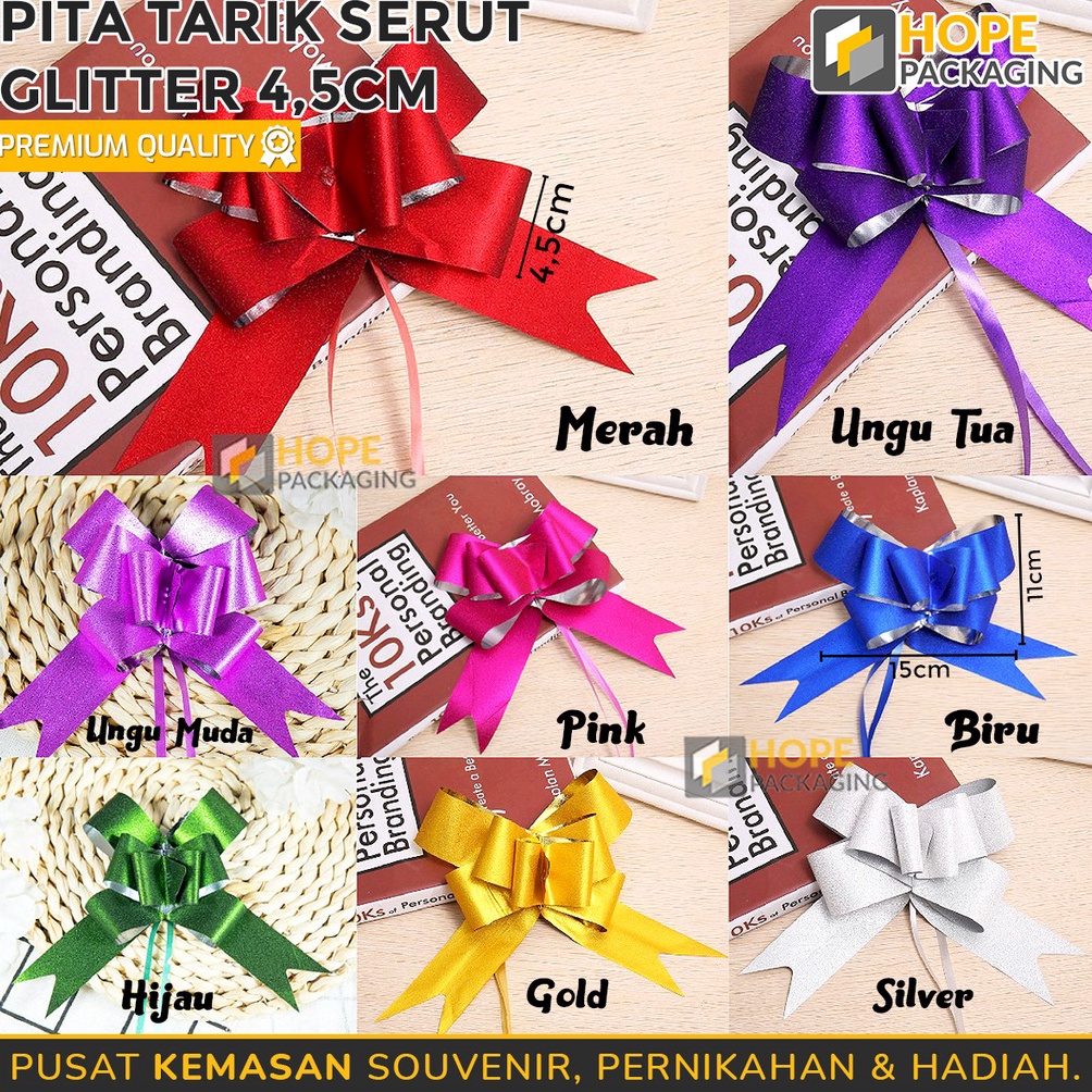 

STOK SEDIKIT 1 PCS Pita Tarik Serut Glitter Pita Kado Pita Serut Glitter UKURAN 45cm Hiasan Souvenir Hampers Kado