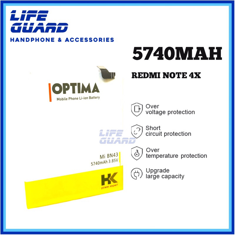 BATERAI HK OPTIMA XIAOMI REDMI NOTE 4X BN43 5740MAH 3.85V BATRE DOUBLE IC