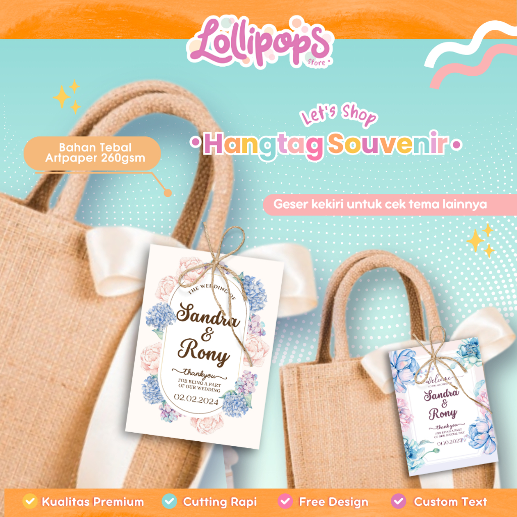 Kartu Souvenir / Kupon Souvenir Thanks card / Wedding card / hangtag pernikahan