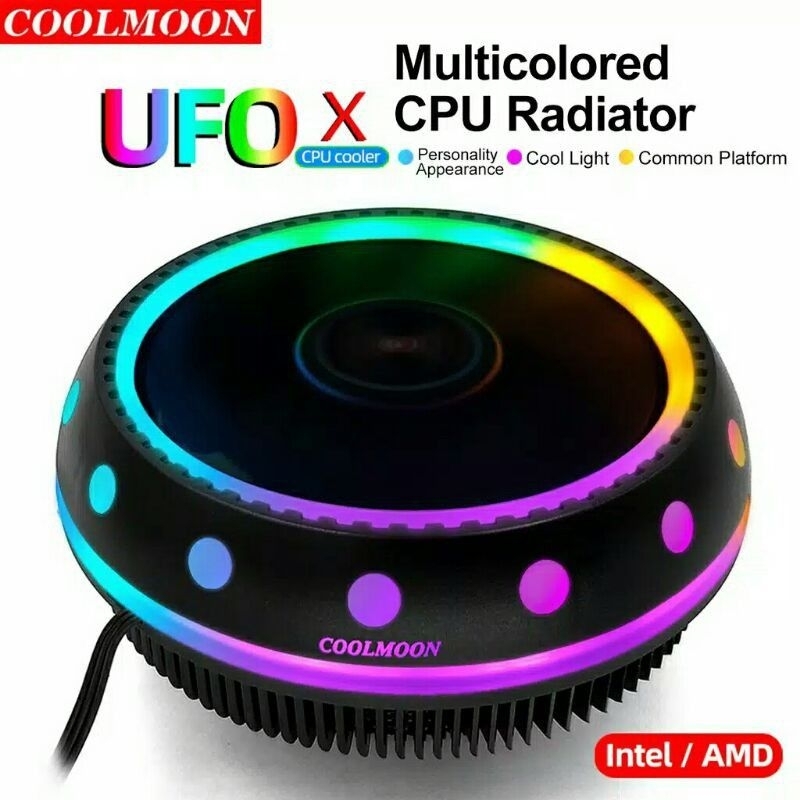 Heatsink Fan CPU Cooler Gaming RGB Coolmoon Ufo