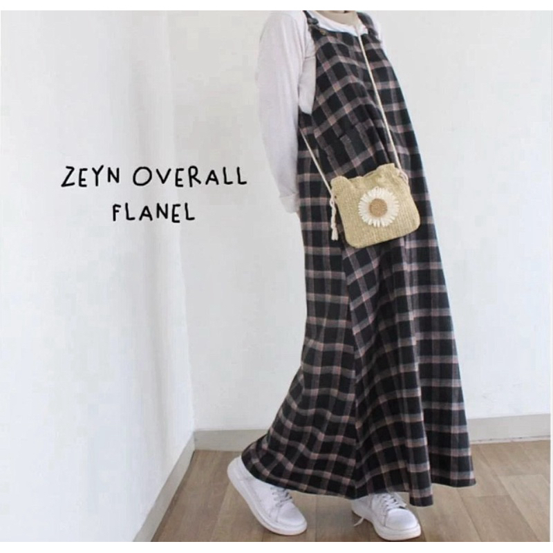 ZEYN OVERALL OUTER DRESS / OVERALL DRESS FLANEL KOREAN STYLE