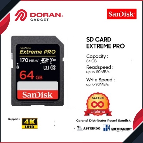TREND PRODUCT Memory Card SD Card 64GB Sandisk SDHC CL1 2Mbps Extreme Pro  Original Garansi Resmi