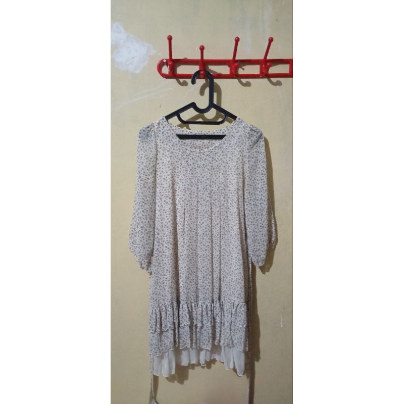 Dres midi sifon motif bunga