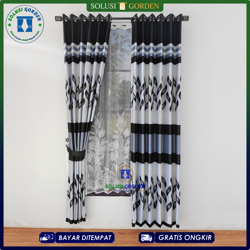 Solusi Gorden Jendela Panjang Premium Kain Blackout Tebal Licin Tinggi 230 cm