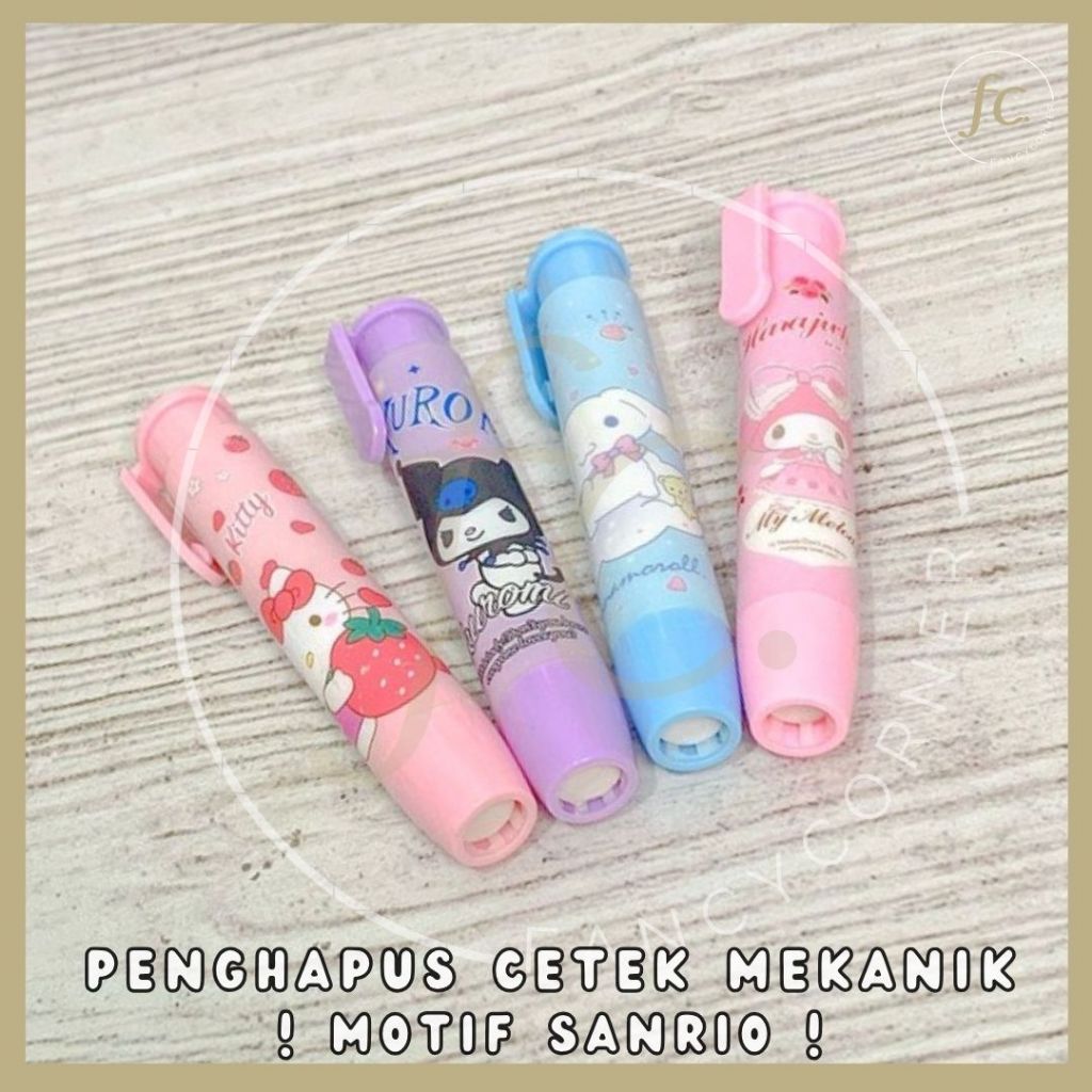 

Penghapus / Hapusan / Setip Pensil Cetek Mekanik Depressible Click Mechanical Eraser ER-1281 Kartun Sanrio Hello Kitty My Melody Kuromi Cinnamoroll Pastel Lucu Alat Tulis ATK Souvenir Sekolah Harga Grosir Ready COD