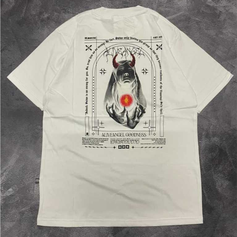 Baju Kaos Putih Roh Jahat Demonic Spirit / Satan 666 / Kaos Putih DIstro Pria Lengan Pendek Terlaris