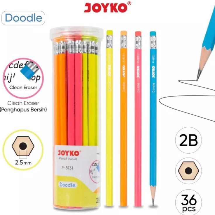 

PER DRUM Pencil Pensil Joyko P8131 2B 1 Drum 36 Pcs Doodle
