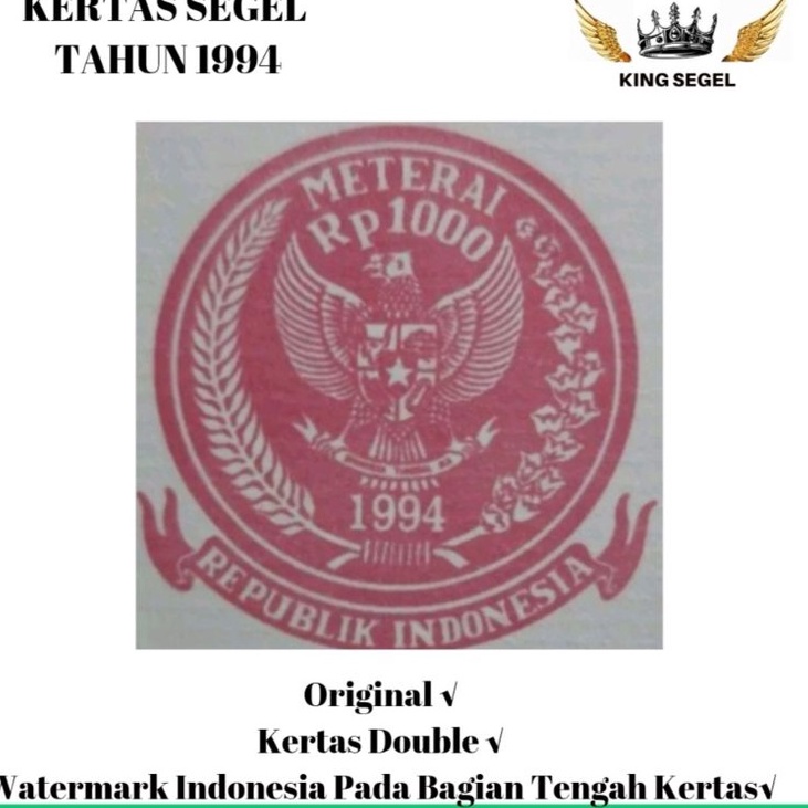 

Kes Segel Tahun 1994 Double Asli