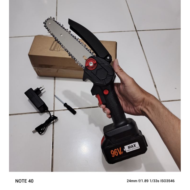 Chainsaw Mini Baterai 96 Volt / Mesin Gergaji Kayu