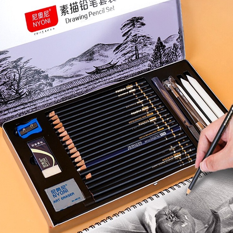 

Eksklusif Nyoni Drawing Pencil Gambar Set 29pcs Metal Tin Box Pensil Gambar Lukis Sketsa Lengkap Paket