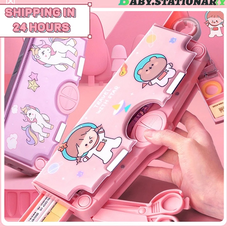 

Super deal CODKotak Alat TulisKotak Pensil Pola Kartun Rautan KapasitasTempat Pensil Dua Lapis Bahan Plastik Multifungsi Untuk Anak alat tulis aesthetic