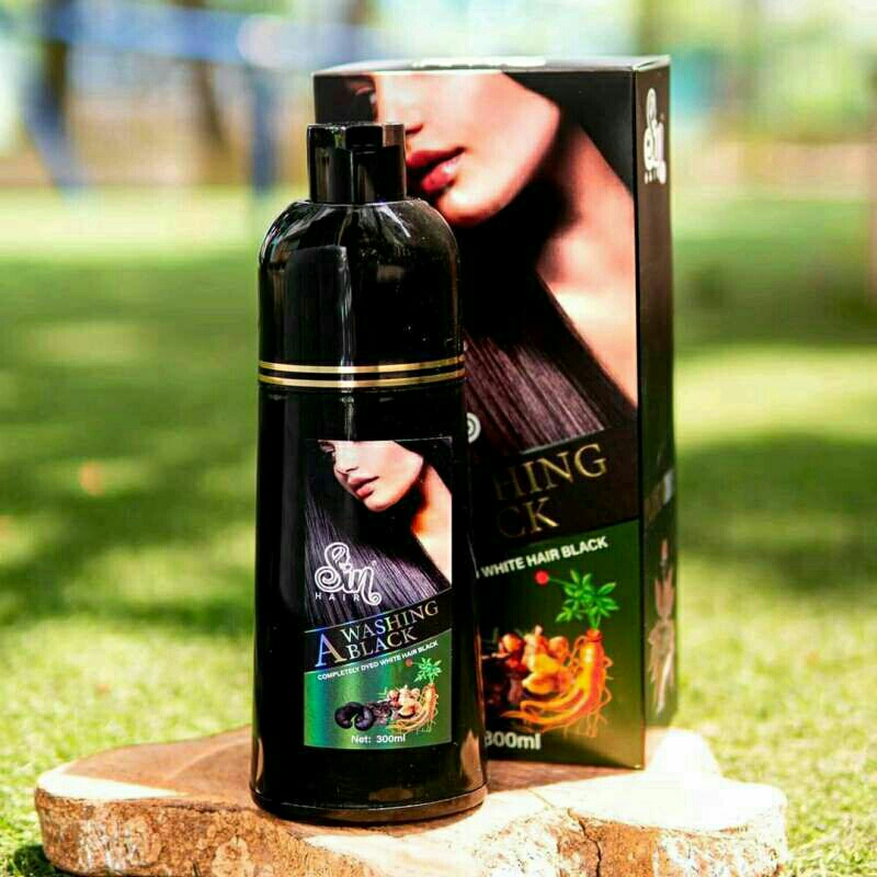 Sin hair shampo ORIGINAL pewarna rambut hitam dan coklat no 1 di jepang, penghilang uban, menghitamk