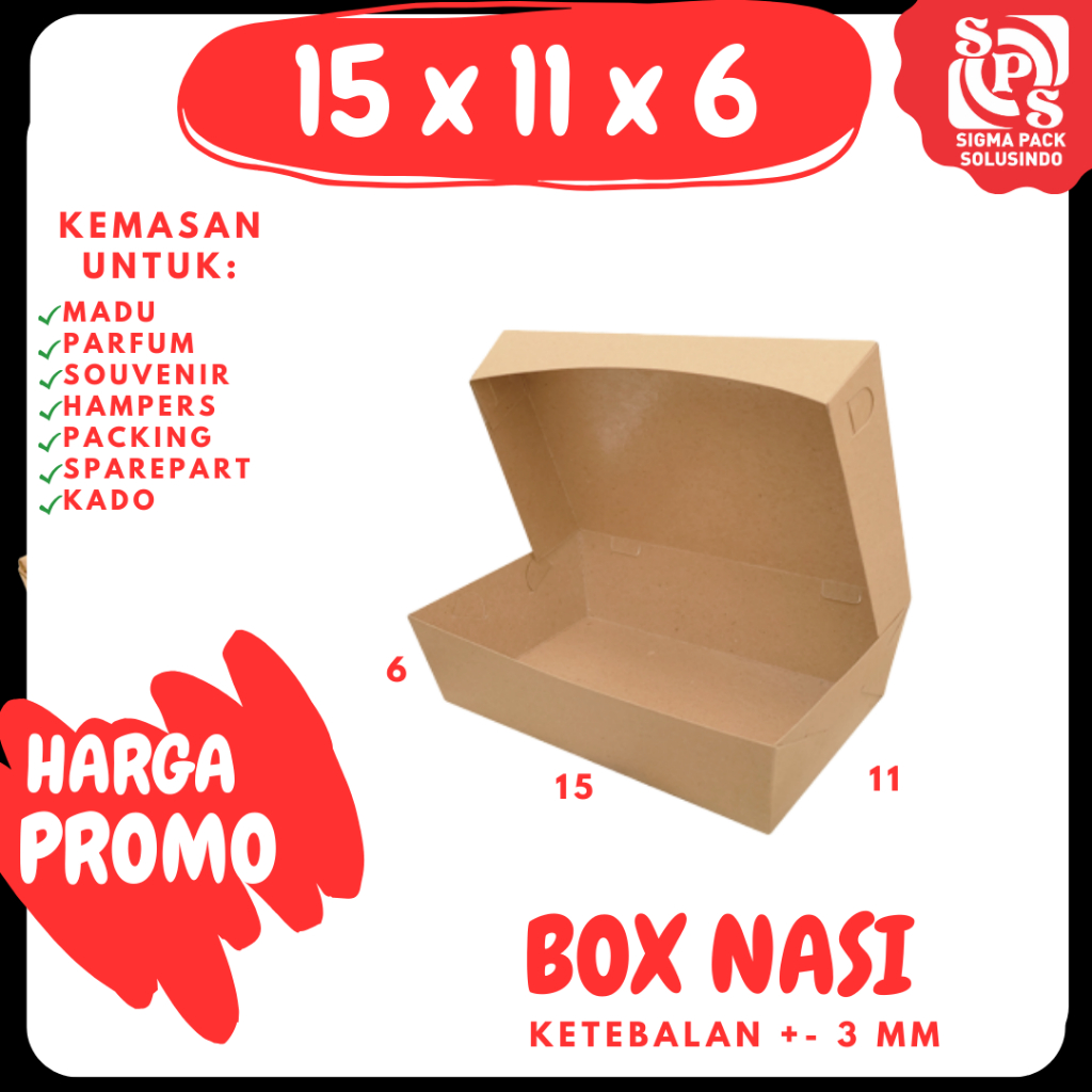 

Dus Nasi 15x11x6 Kardus Packing Kotak Kemasan Box Ayam Geprek Lunch Box