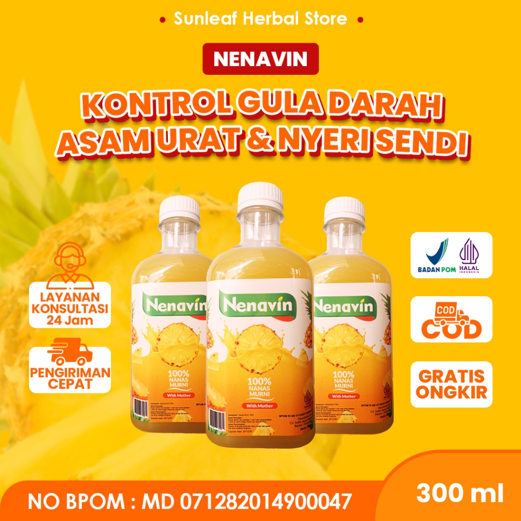 

PAKET 3 BOTOL NENAVIN Cuka Nanas bantu kontrol Gula Darah Cuka anti DIabetes BPOM