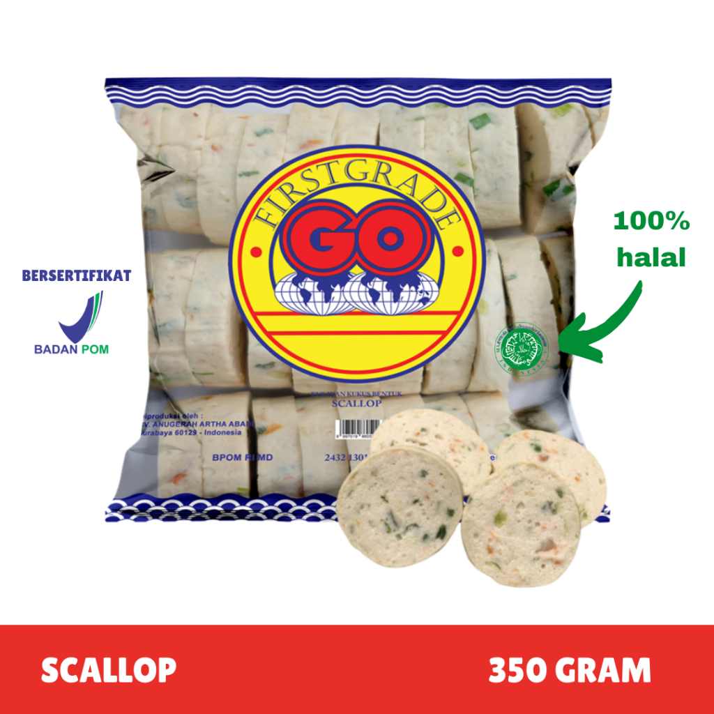 

JAKUT [FROZEN FOOD GO] SCALLOP / SCALLOB IKAN ISI 40 (500GR) MAKANAN INSTAN BAKSO|SOSIS|NUGGET BPOM HALAL