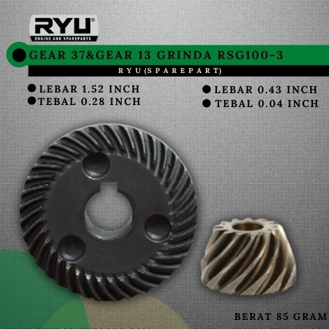 RYU Spare Part Gear Gigi Nanas Besar 37 / Kecil 13 Gerinda RSG100 RSG 100 - 3 / 4 RSG100-3 / RSG100-