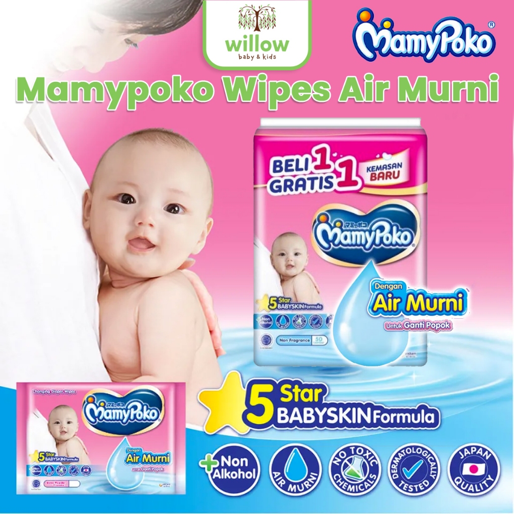 Tissue Basah - MamyPoko Wipes Air Murni 1+1