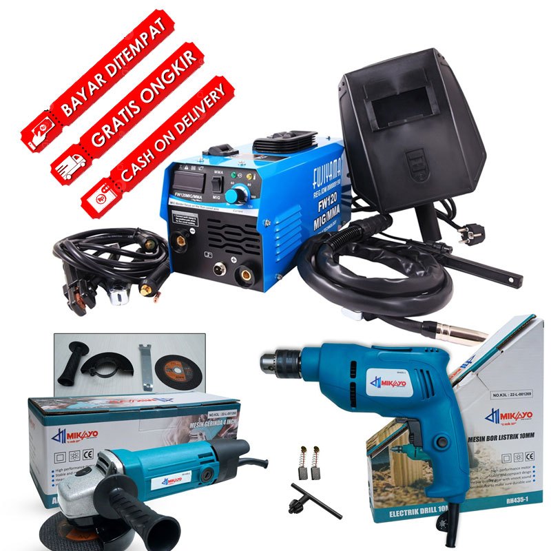 PAKET MURAH  MESIN LAS MIG Mesin Las MIG Gasless / Mesin Las MIG CO2 Fujiyama MIG120 - TERMURAH Pake