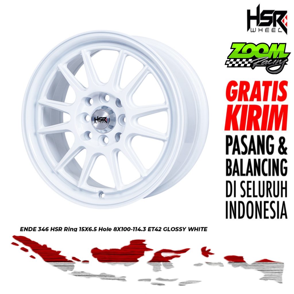 DISKON Pelek Mobil HSR ENDE Ring 15 lebar 65 Et42 Pcd 4x100/114,3 Putih