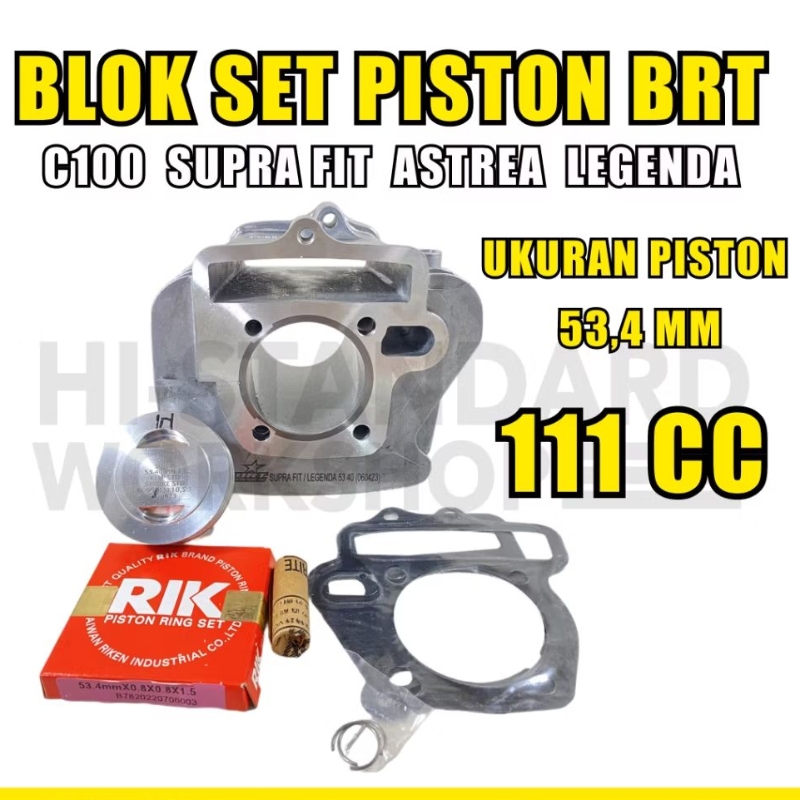 C100  SUPRA FIT  ASTREA  LEGENDA BLOK CAST IRON 53.4 111CC PISTON FORGED BRT