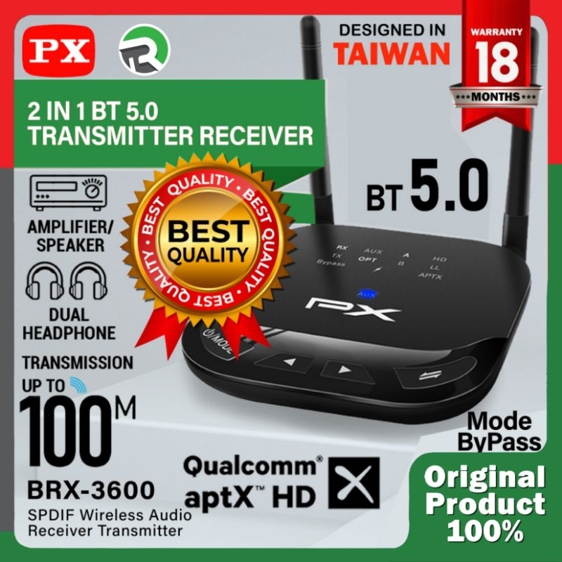 Receiver Bluetooth Transmitter Audio 5.0 aptX HD stereo 2in1 PX BRX-3600 BRX 3600 TU2T