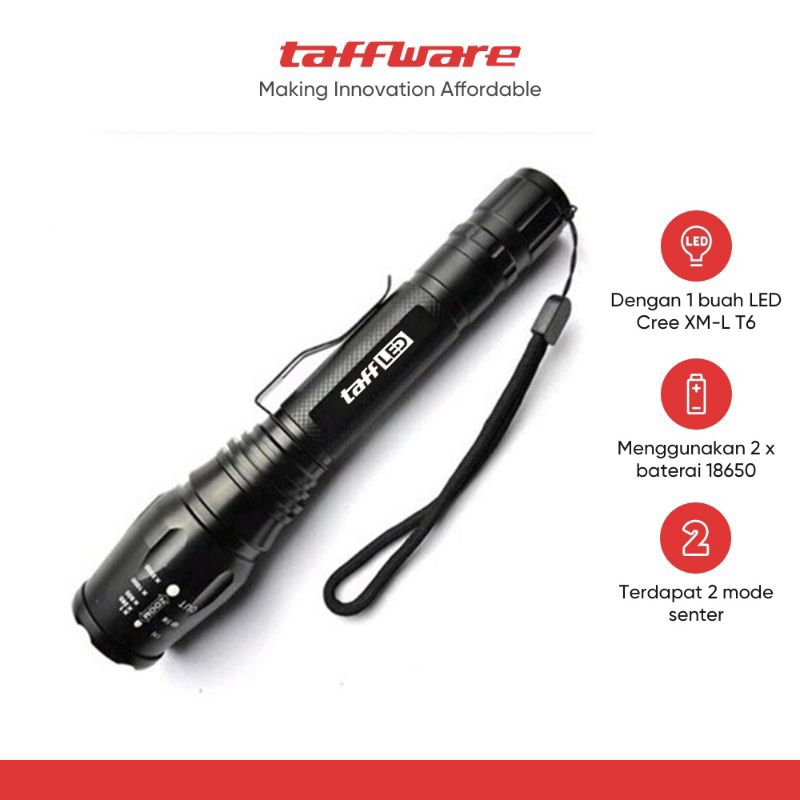 SENTER LED T6 XML TAFFLED LENGKAP