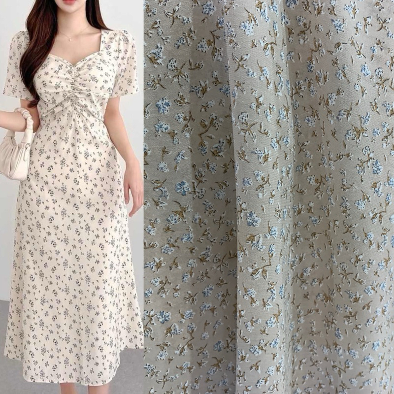 Bahan kain Sifon Ceruty motif/ Bahan Kain dress korea sifon print motif