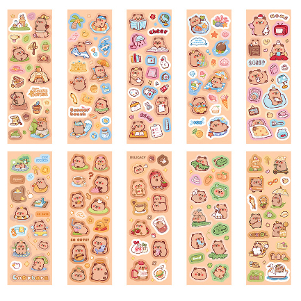 

10 Pcs Stiker Cartoon DIY Sticker Pack Deco Karakter Capybara Lucu Animal DIY Kartu Kpop SP03