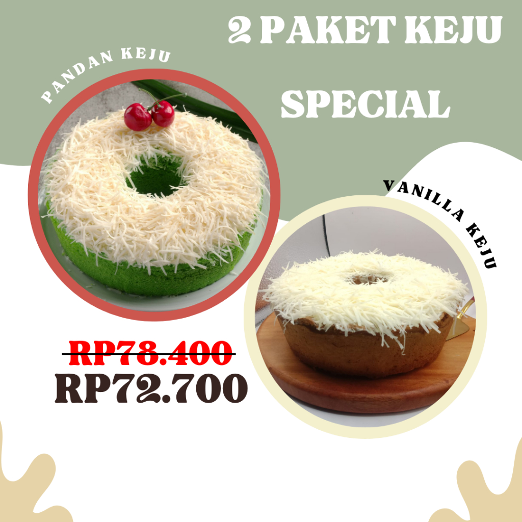 

Paket 2 Kue Bolu Pandan Keju Vanilla Keju Cheese Cake