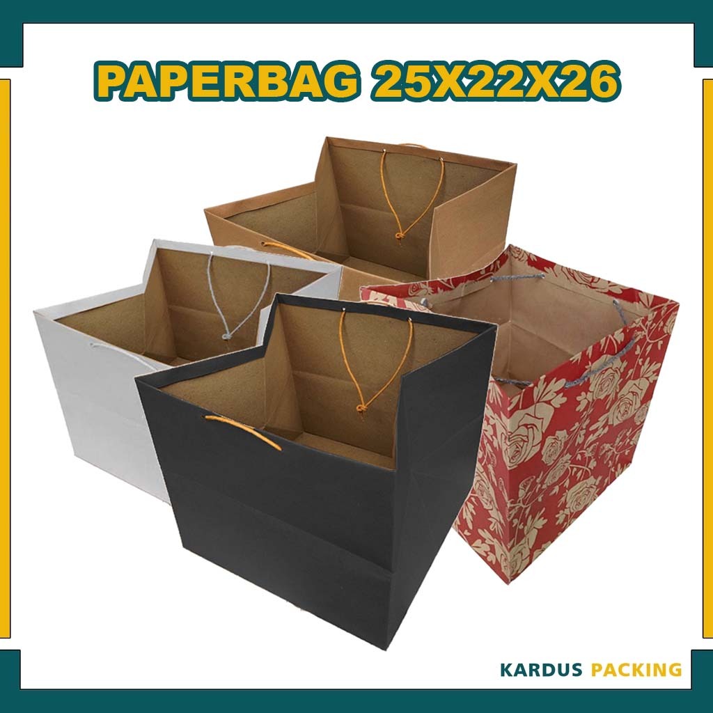 

Paper Bag 25x22x26 Cm (PAKET 12 PCS) / Tas Kertas / Tas Kado / Tas Souvenir / Tas Tumbler