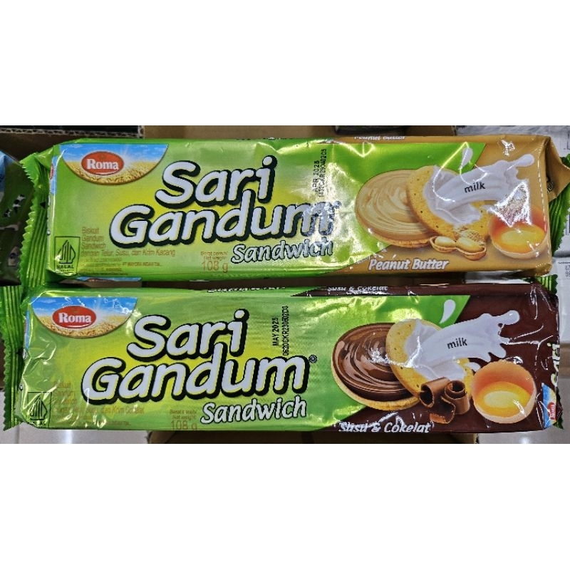 

Roma sari gandum sandwich 108gr Peanut Butter & Susu Cokelat