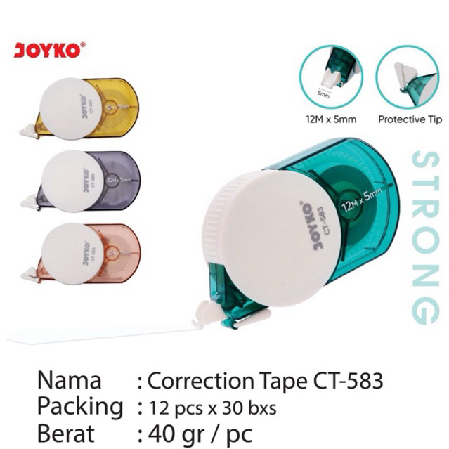 

( 1 pcs ) CT 583 Correction Tape / Pita Koreksi Joyko Tipx CT-583 Ct583 12M x 5mm