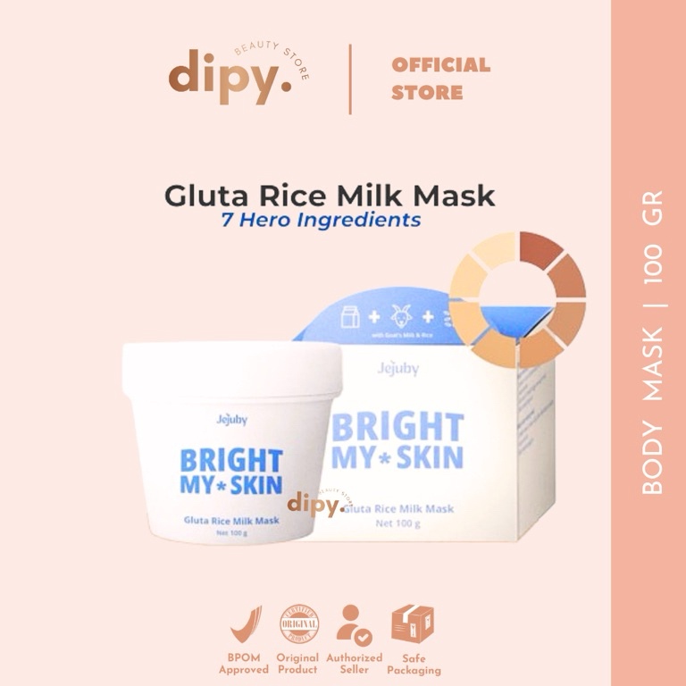 Ori PusatJEJUBY  Bright My Skin Gluta Rice Milk Mask 2in1 AHA Bleaching  Sleeping Body Mask 1gr Mask