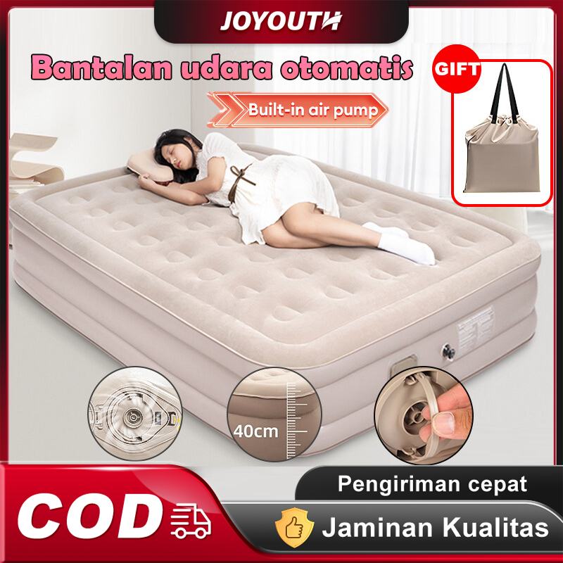 JOY kasur angin pompa otomatis outdoor Kasur pompa lipat kasur tiup Queen kasur angin camping perjal