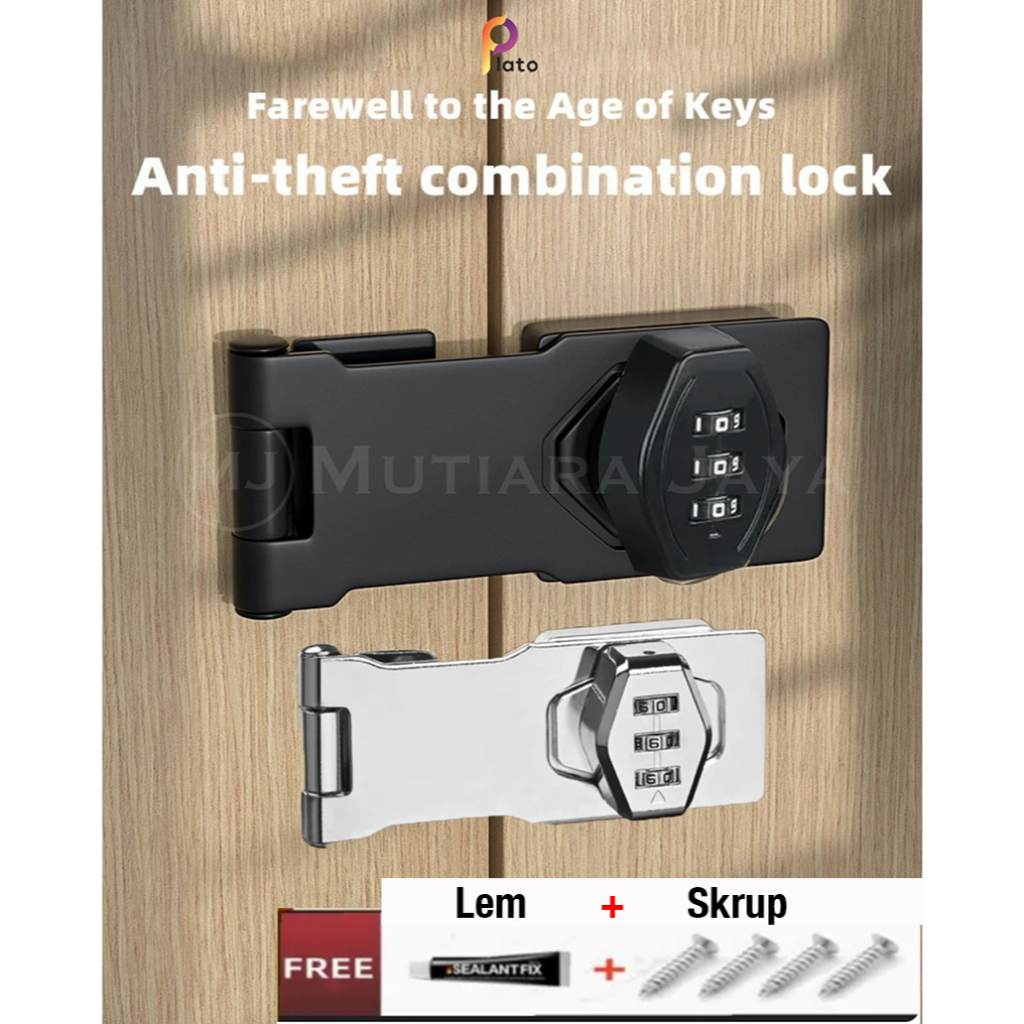 GEMBOK Overpal Grendel Kode Digit Kunci Pintu Lemari 30 PDK