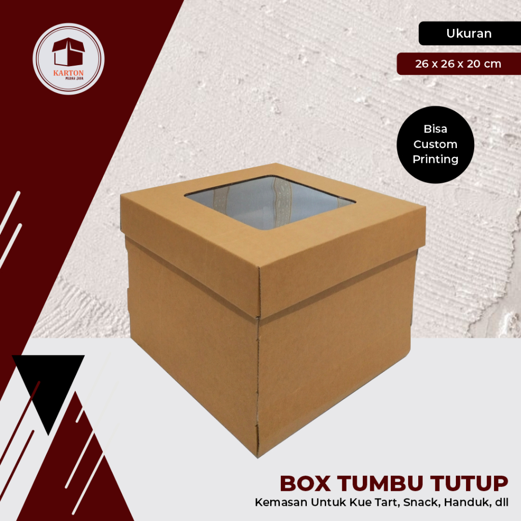 

Kardus/Box Tumbu Tutup Ukuran 26 x 26 x 20 cm - Bisa custom sablon dan ukuran