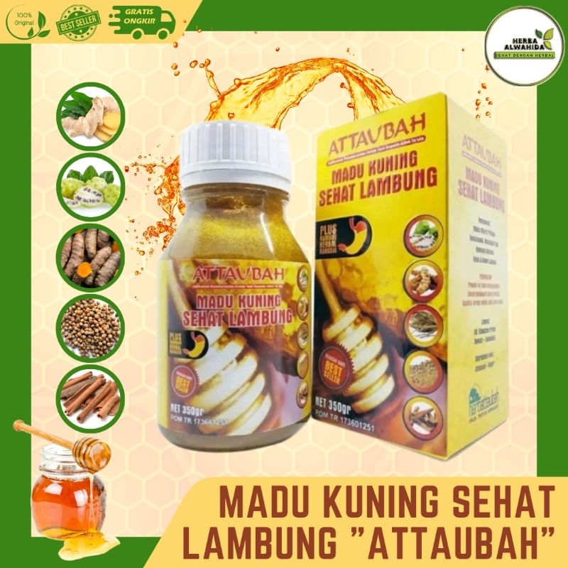 

Madu Kuning Sehat Lambung Attaubah 350 gram | madu untuk maag | Madu lambung | Obat maag | Herbal untuk maag