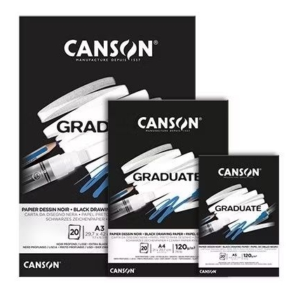 

Canson Graduate A5 A4 Black Drawing Paper 20 Sheets 120 Gsm
