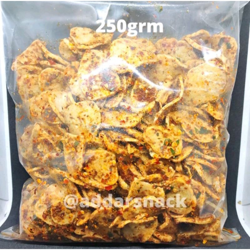 

Basreng pedas ukuran 250 gram basreng pedas daun jeruk basreng viral basreng pedas 250 gram