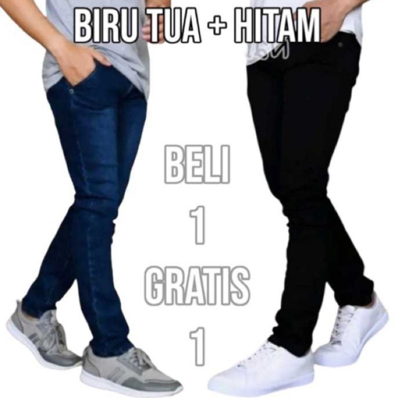 BELI 1 GRATIS 1 Celana Jeans Pria panjang Skinny Slim Fit Panjang Melar Celana Jeans Pensil Strech